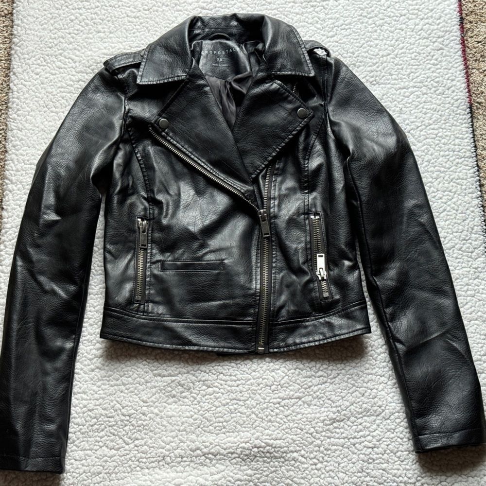 Black Faux leather jacket size XS